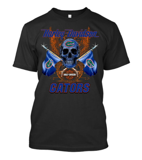 Harley Davidson Florida Gators Skull Flags T-Shirt