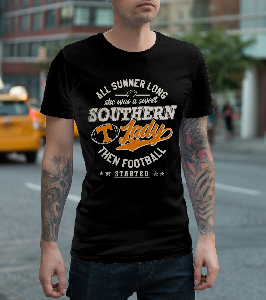 All Summer Long Sweet Southern Lady Football Tennessee Vols T-Shirt