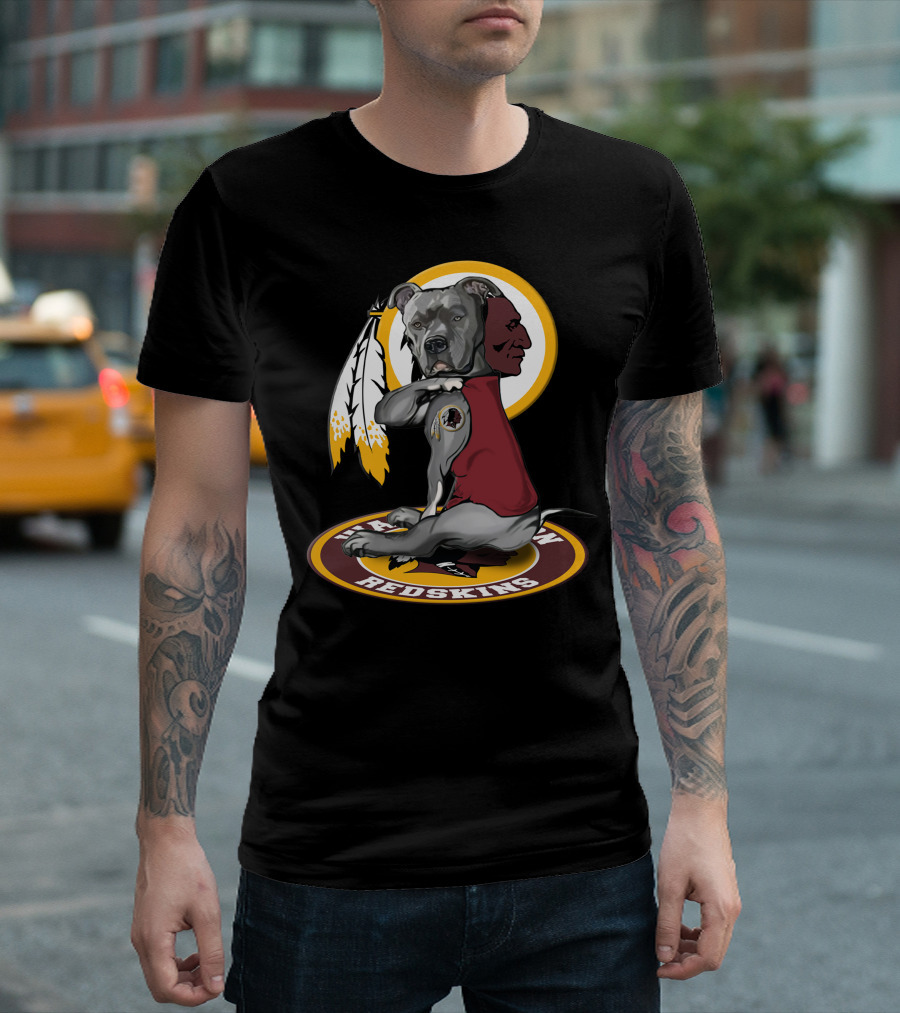 Washington Redskins Dog With Feather T-Shirt
