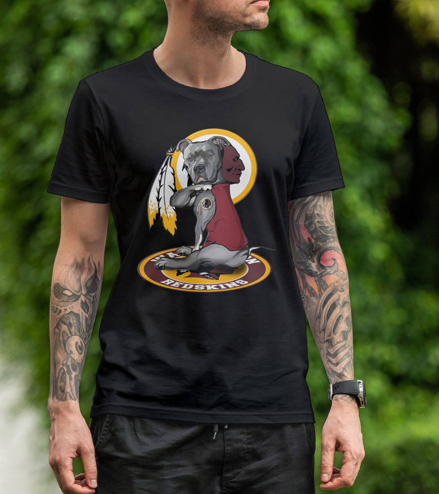 Washington Redskins Dog With Feather T-Shirt