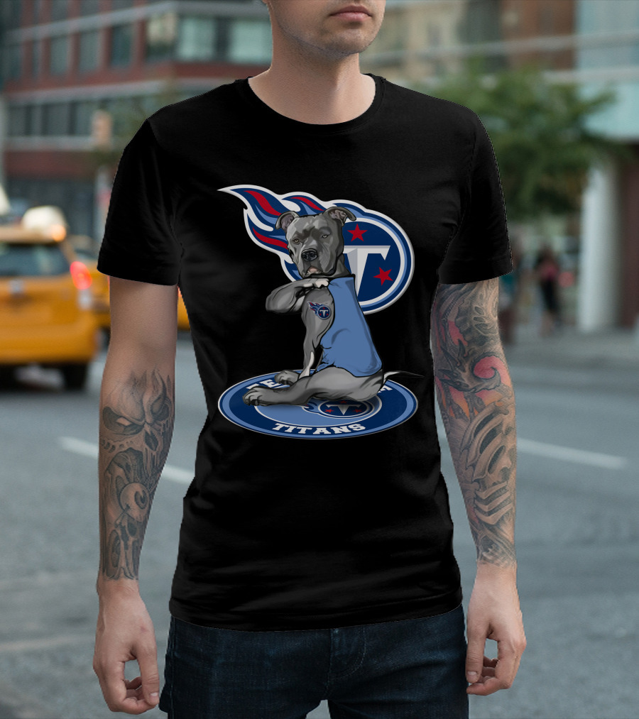 Tennessee Titans Dog With Logo And Stars T-Shirt
