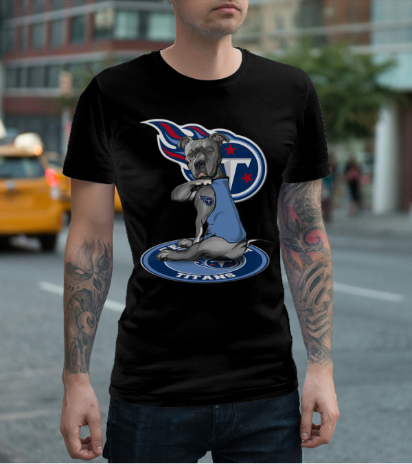 Tennessee Titans Dog With Logo And Stars T-Shirt