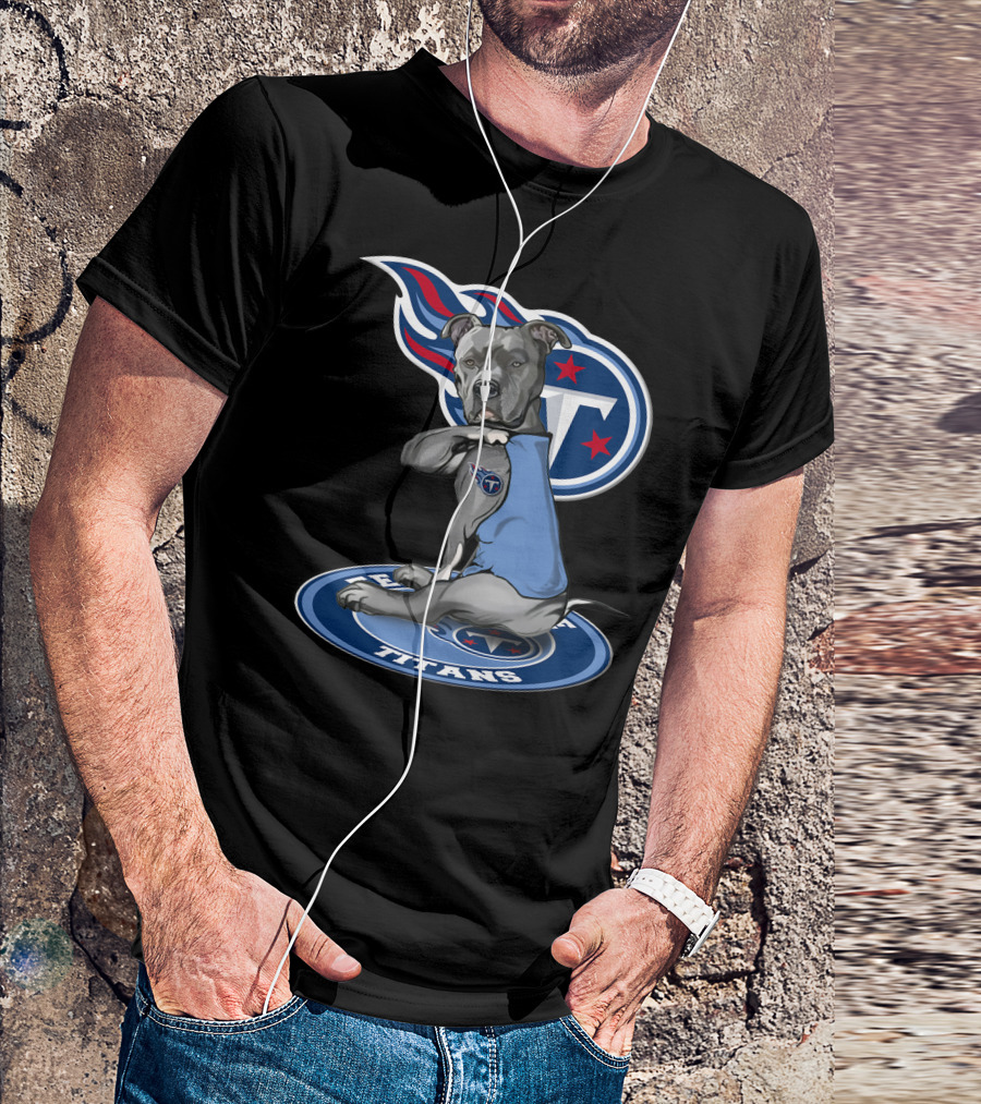 Tennessee Titans Dog With Logo And Stars T-Shirt