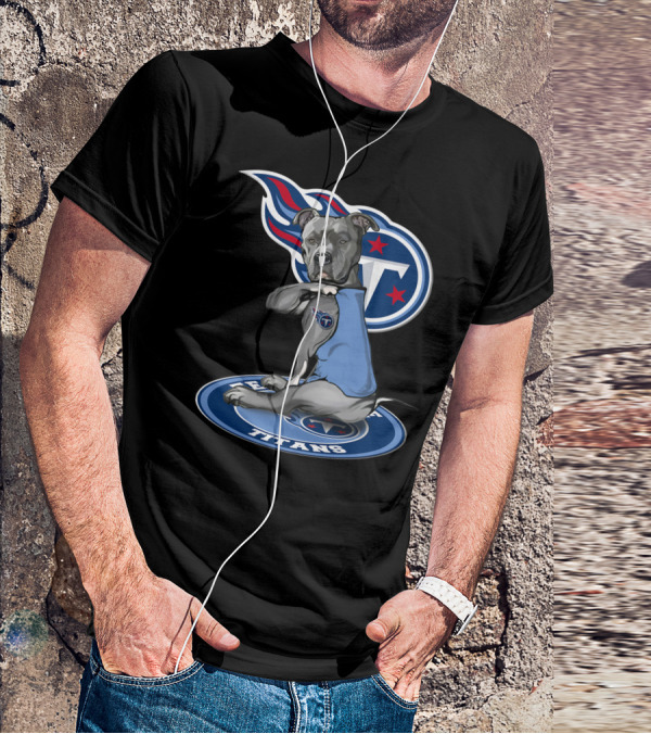 Tennessee Titans Dog With Logo And Stars T-Shirt