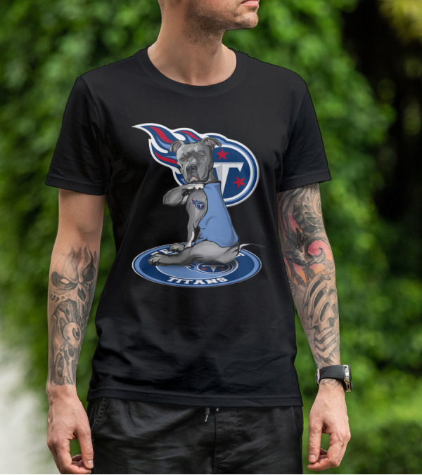 Tennessee Titans Dog With Logo And Stars T-Shirt