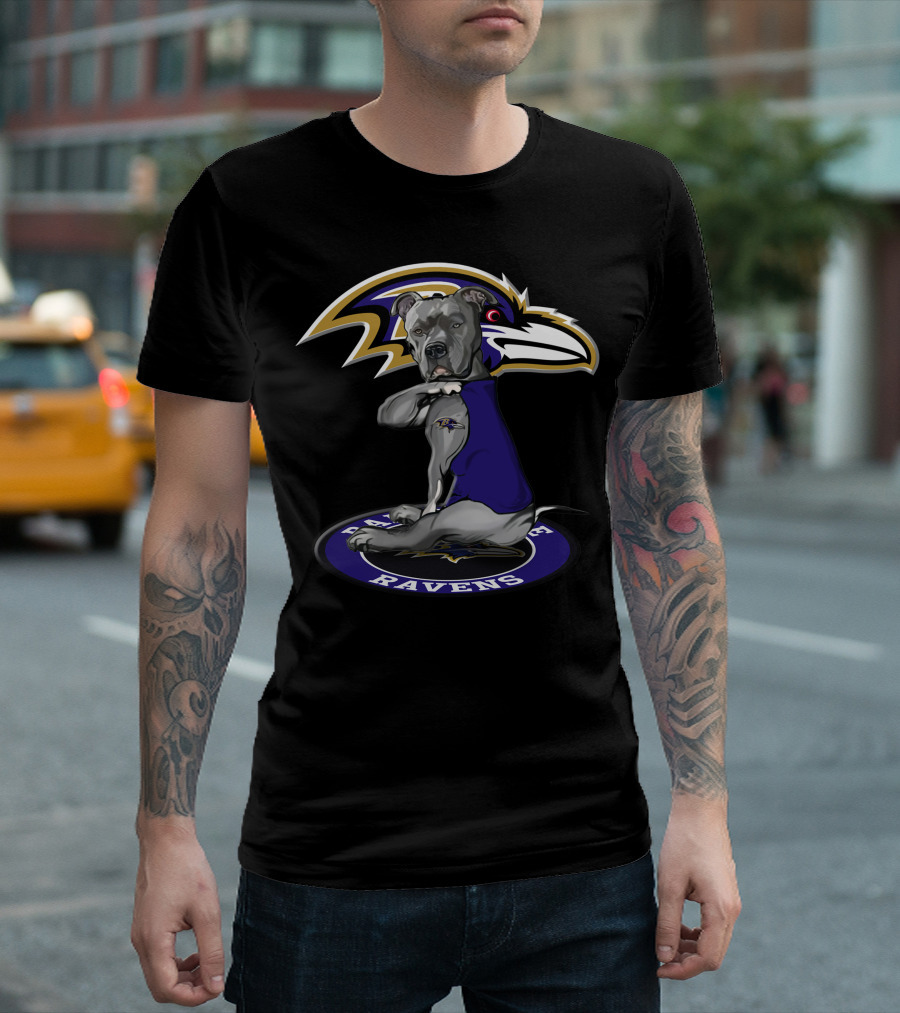 Baltimore Ravens Dog With Team T-Shirt