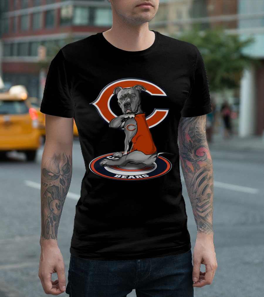 Chicago Bears Dog With Orange Jersey T-Shirt