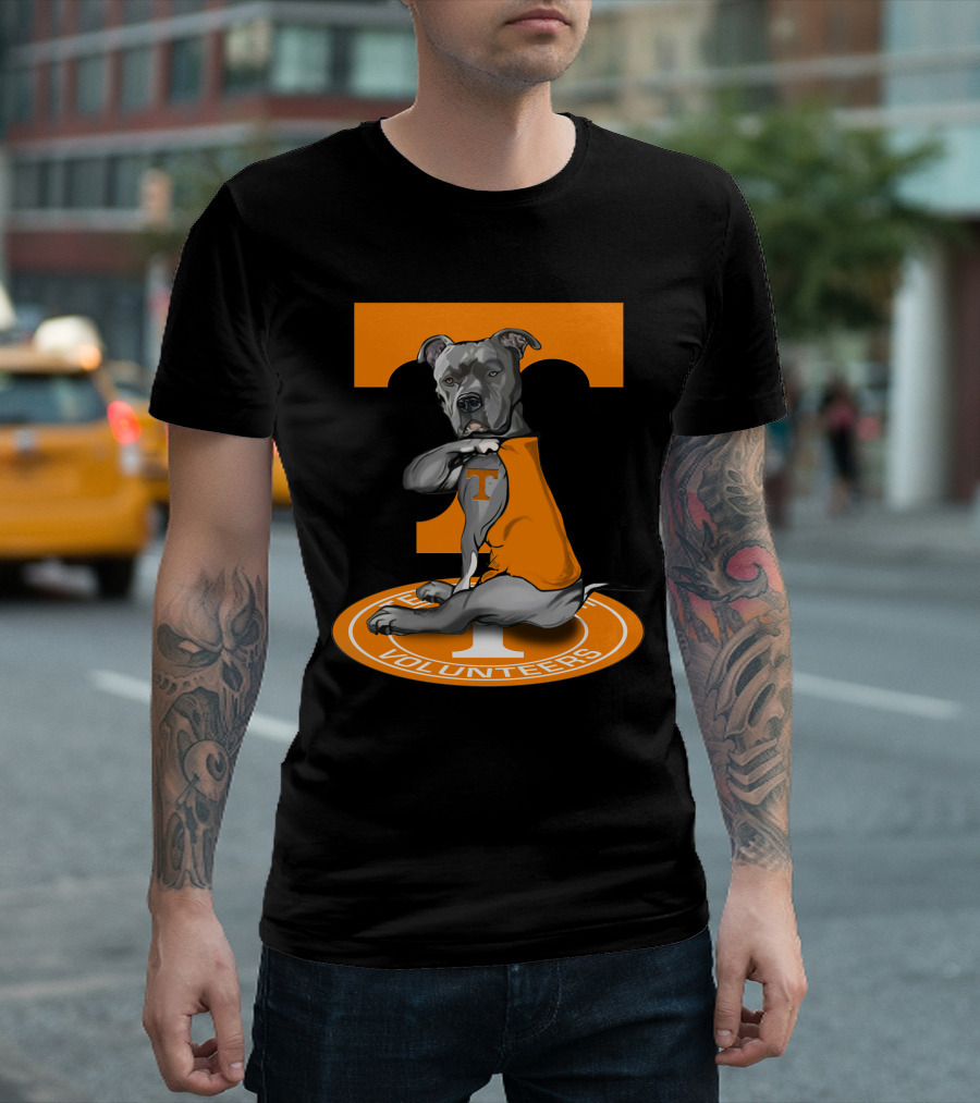 Tennessee Volunteers Dog In Orange T-Shirt With Power T T-Shirt
