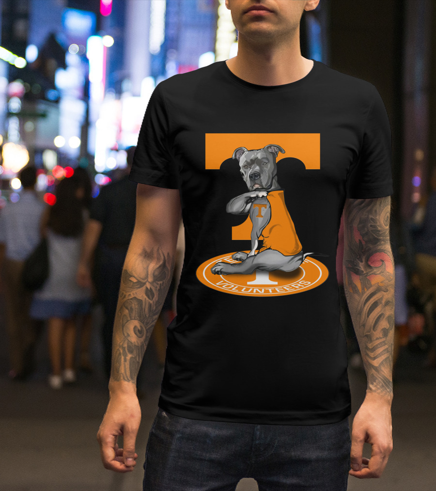 Tennessee Volunteers Dog In Orange T-Shirt With Power T T-Shirt