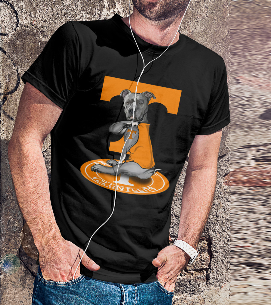 Tennessee Volunteers Dog In Orange T-Shirt With Power T T-Shirt