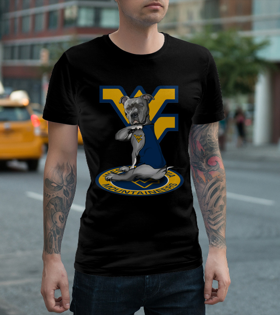 West Virginia Mountaineers Dog With Logo And Team Colors T-Shirt