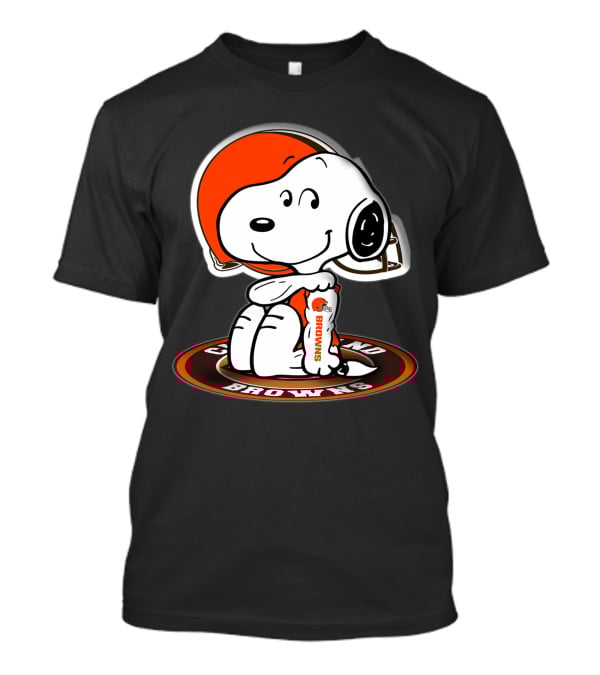 Snoopy Cleveland Browns Hugging Football Helmet T-Shirt