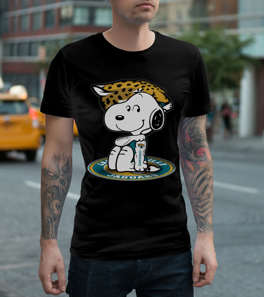 Snoopy Wearing Jacksonville Jaguars Gear With Jaguars Helmet T-Shirt