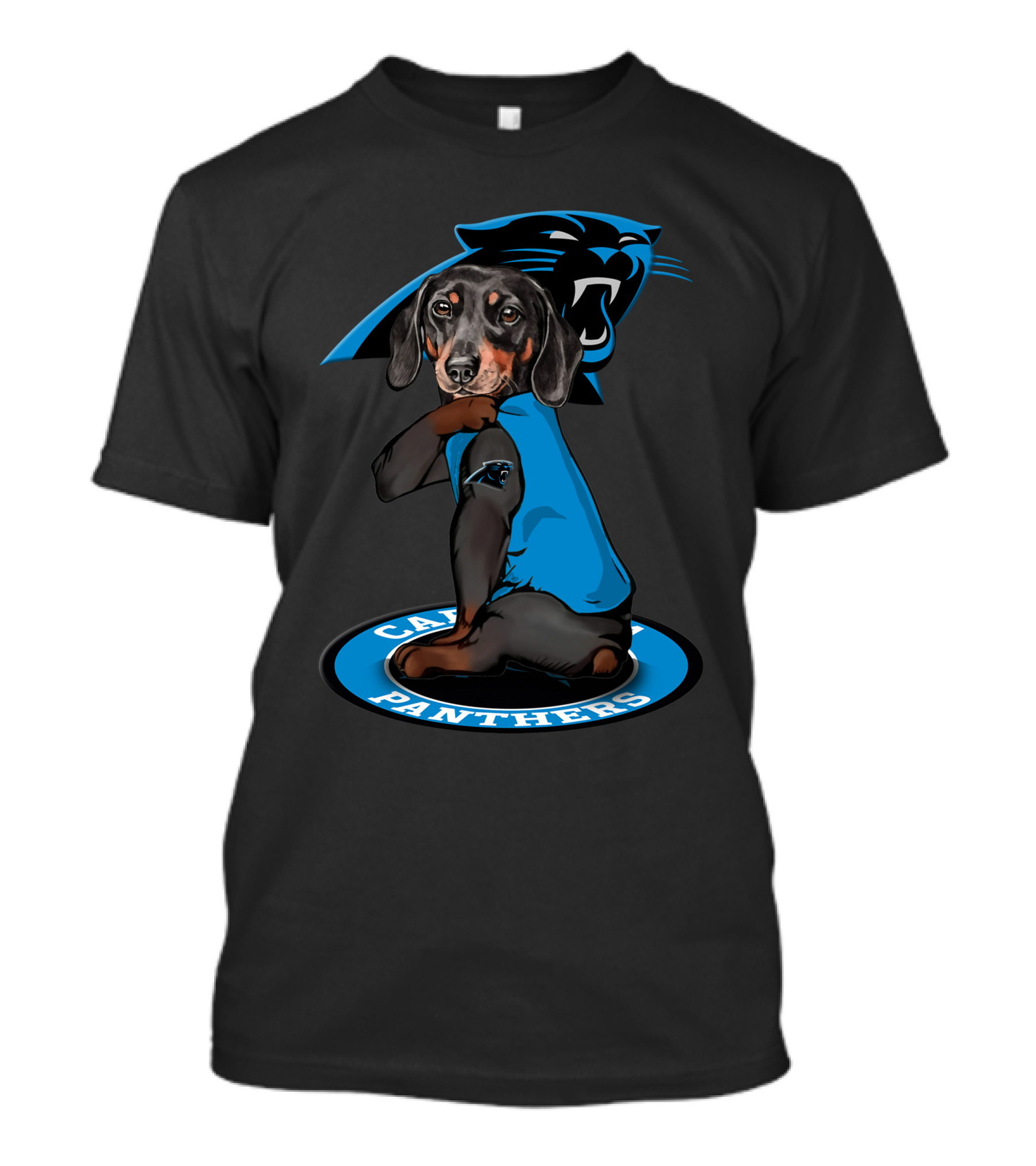 Carolina Panthers Dog With Logo And Blue Jersey T-Shirt