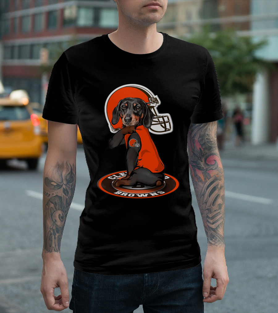 Cleveland Browns Dog In Football Helmet And Jersey T-Shirt