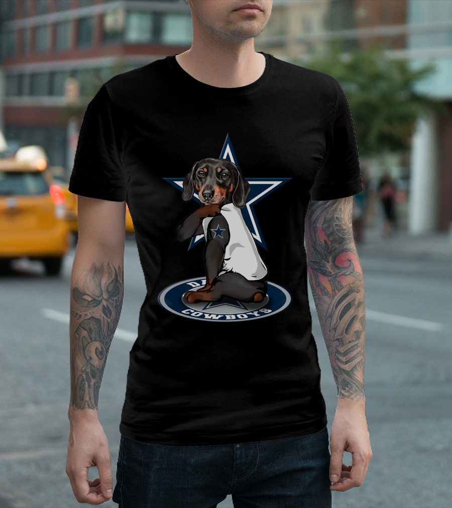 Dachshund With Dallas Cowboys Star T-Shirt