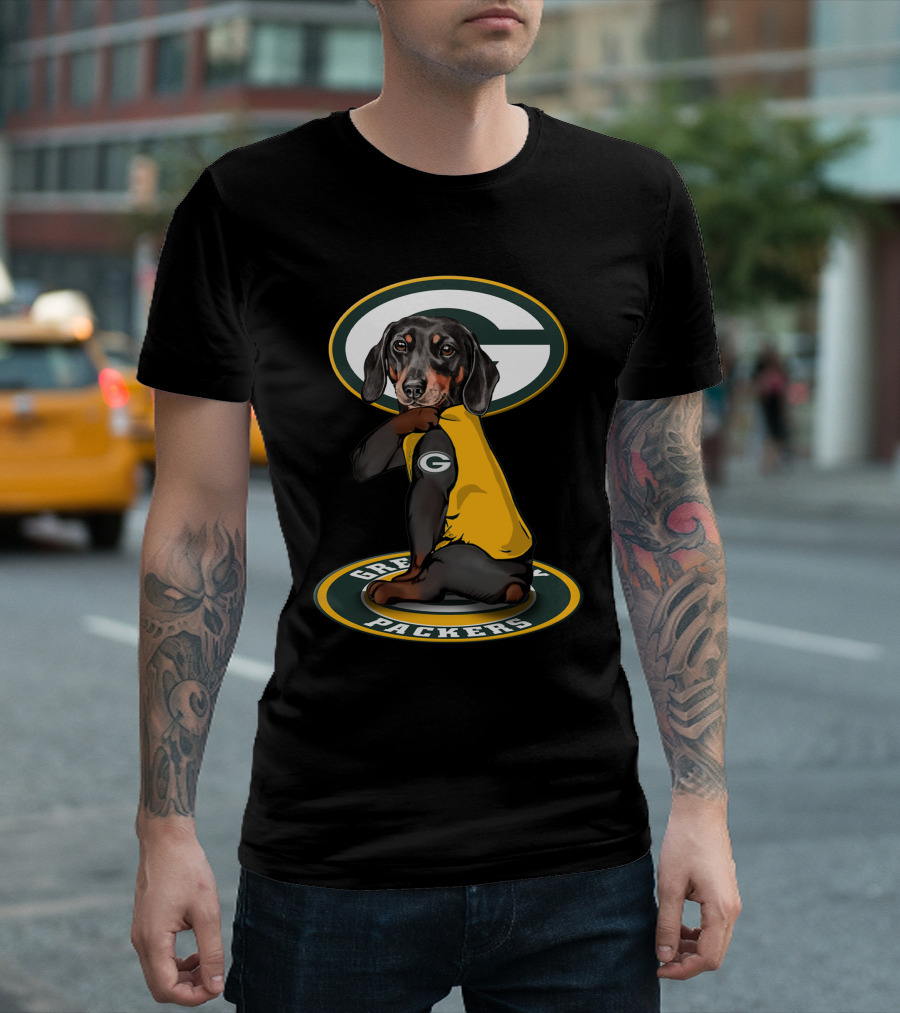 Green Bay Packers Dog With Yellow Jersey And Team T-Shirt