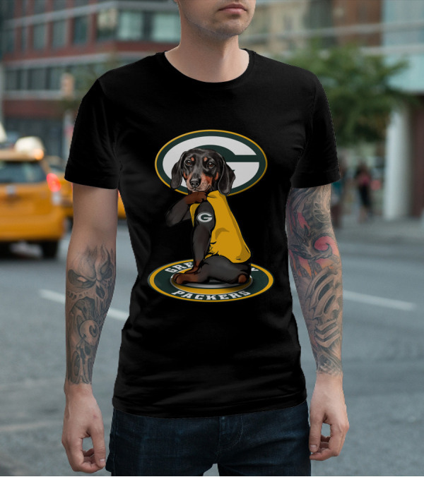 Green Bay Packers Dog With Yellow Jersey And Team T-Shirt