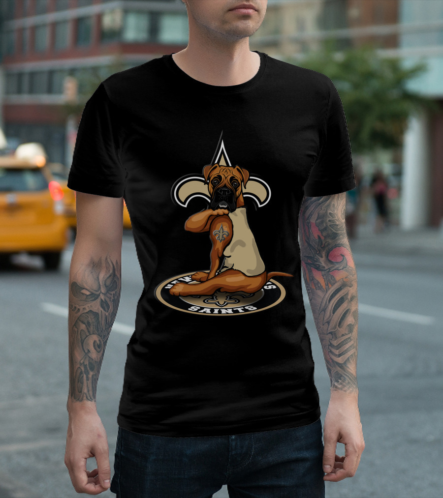 New Orleans Saints Dog Fleur-De-Lis Tattoo T-Shirt