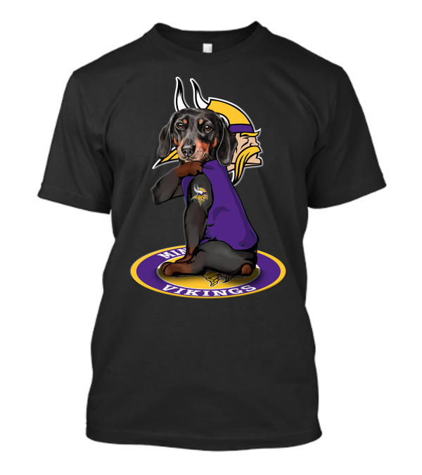Minnesota Vikings Dachshund Fan With Team T-Shirt