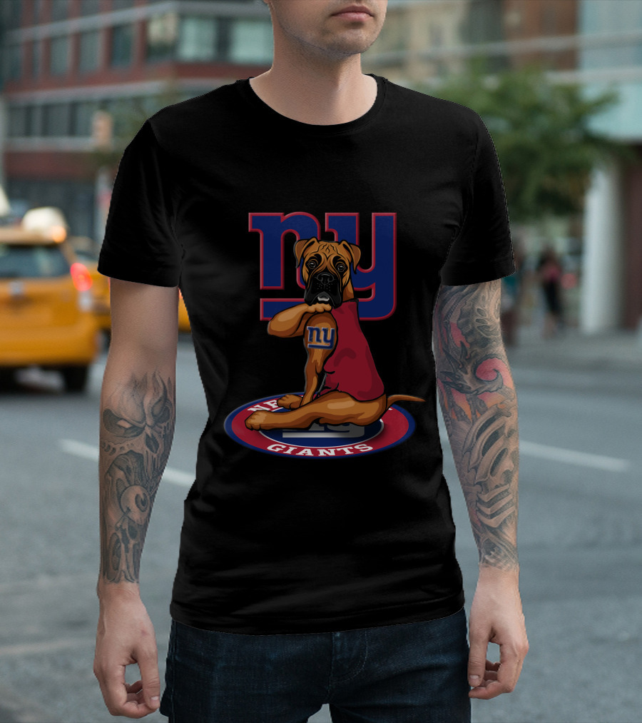 New York Giants NFL Boxer Dog Team T-Shirt