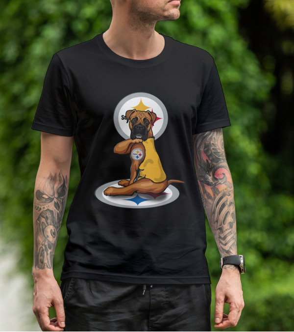 25-Pittsburgh Steelers Dog Logo Retro Style Sports Fan T-Shirt