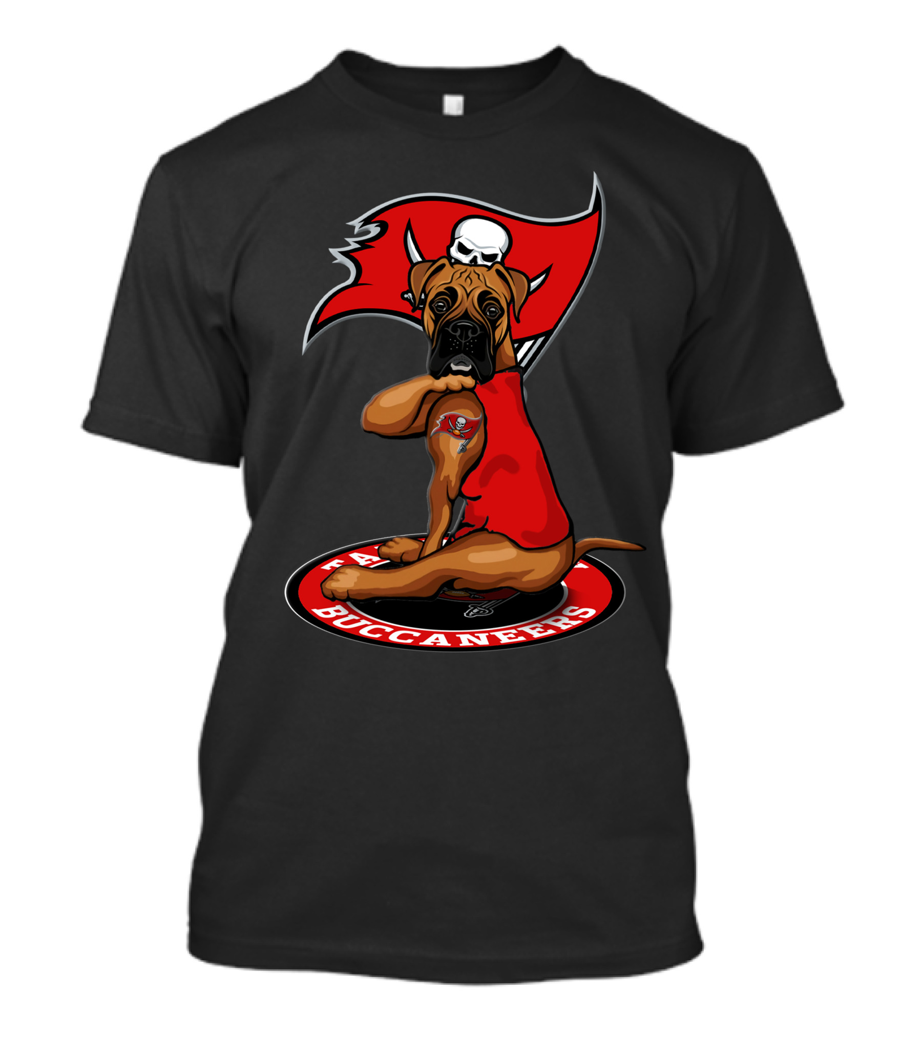 Tampa Bay Buccaneers Dog With Tattoo And Flag T-Shirt