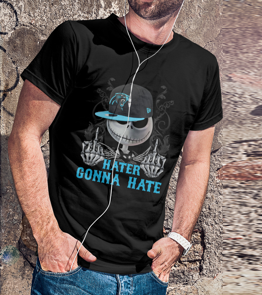 Hater Gonna Hate Carolina Panthers Skeleton Hat T-Shirt