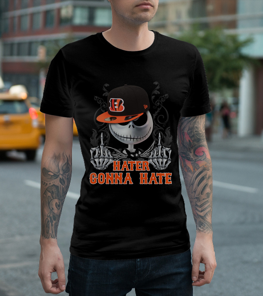 Cincinnati Bengals Hater Gonna Hate Skeleton With Hat T-Shirt