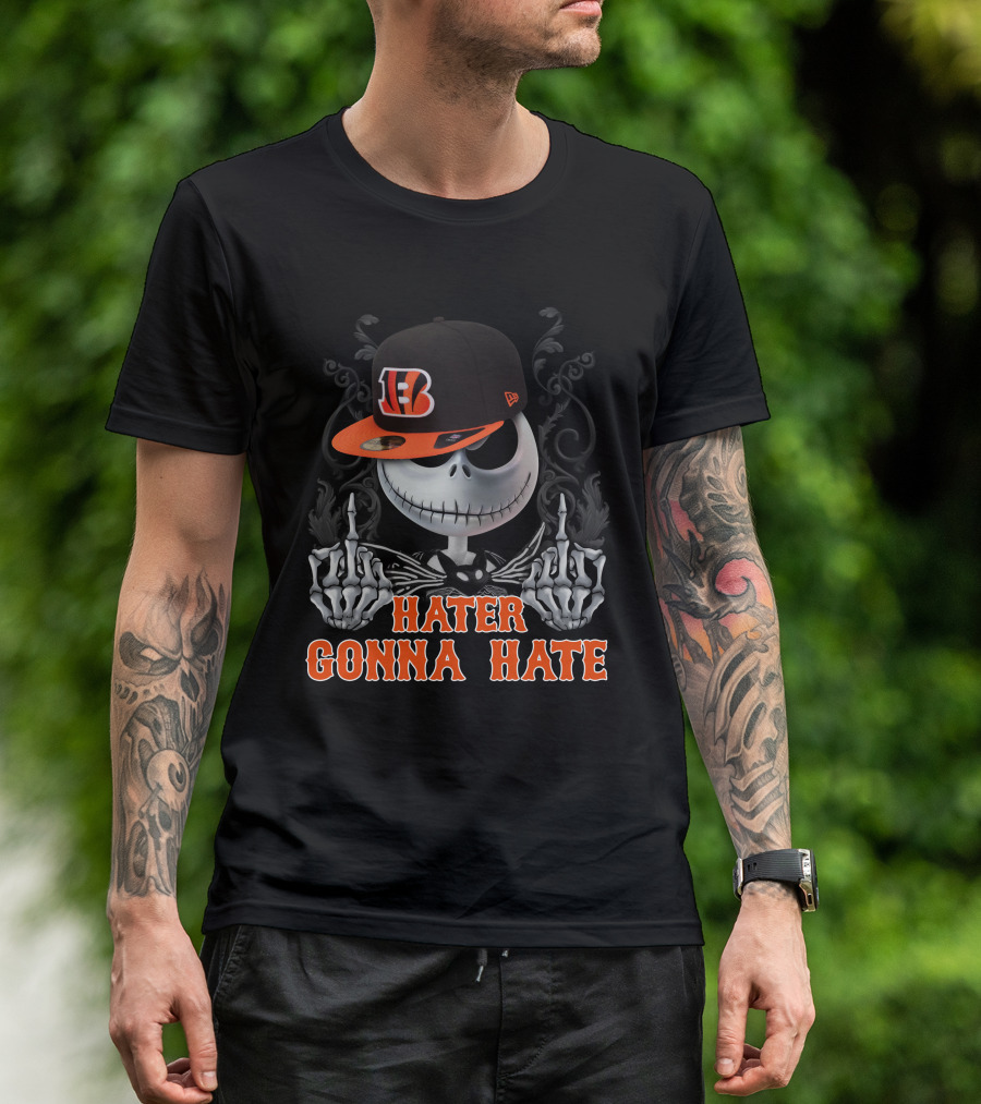 Cincinnati Bengals Hater Gonna Hate Skeleton With Hat T-Shirt