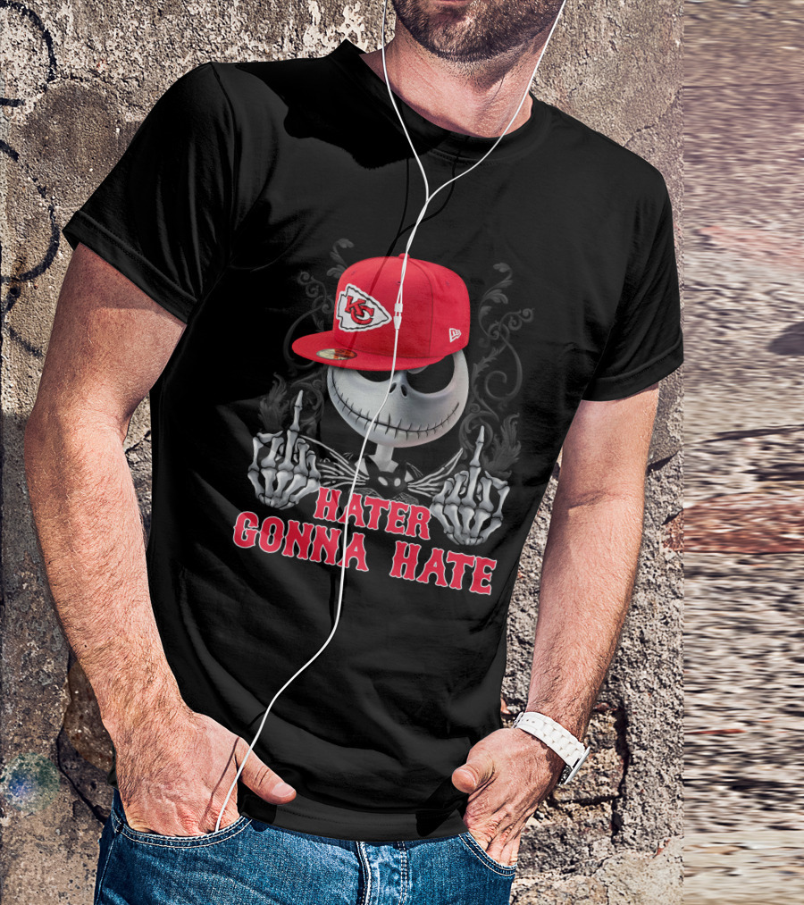 Hater Gonna Hate Kansas City Chiefs Jack Skellington Red Hat T-Shirt