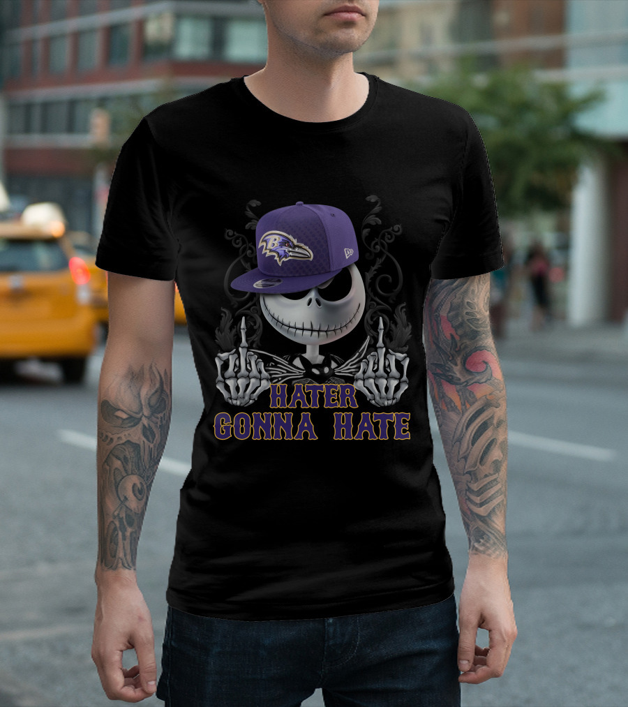 Hater Gonna Hate Baltimore Ravens Skeleton Cap T-Shirt