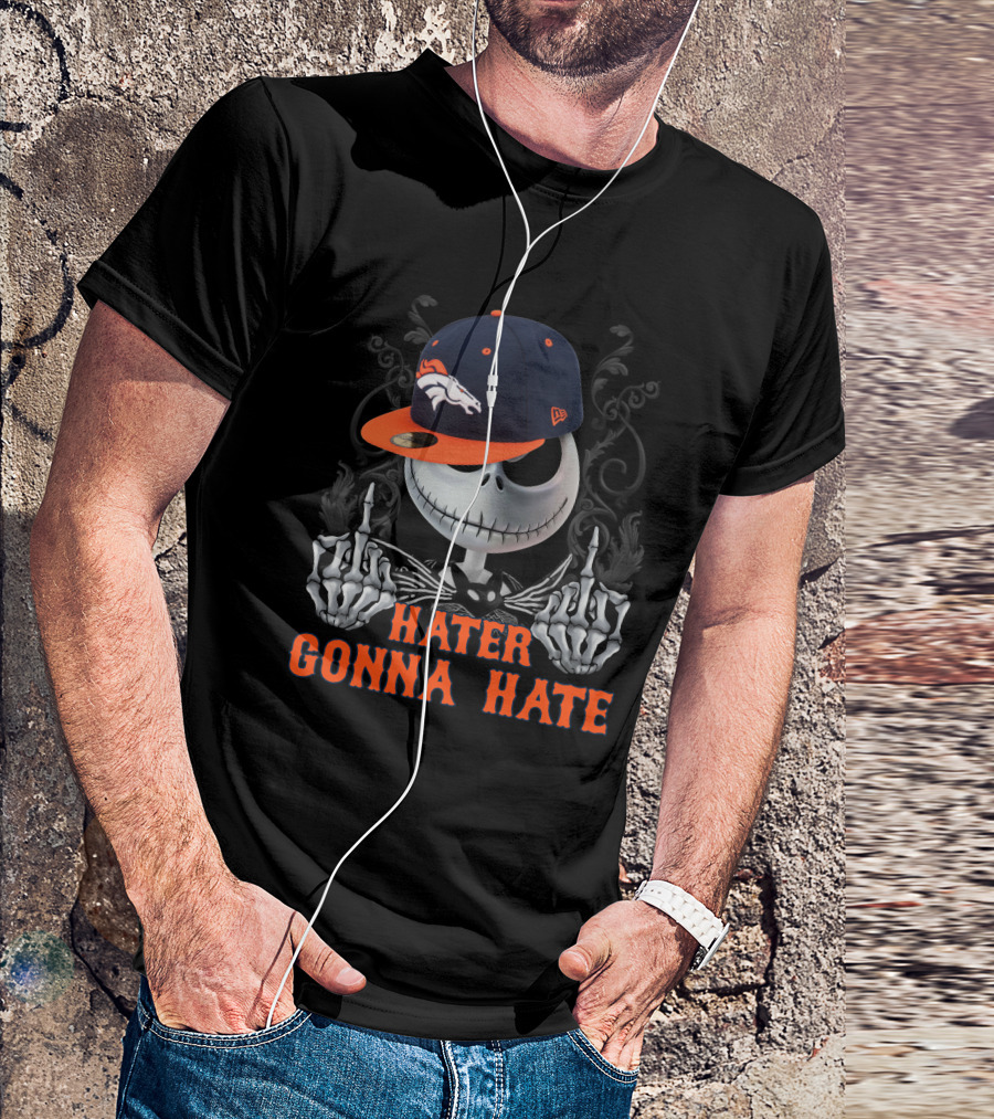 Hater Gonna Hate Ds001-10 Denver Broncos Skeleton Hat T-Shirt