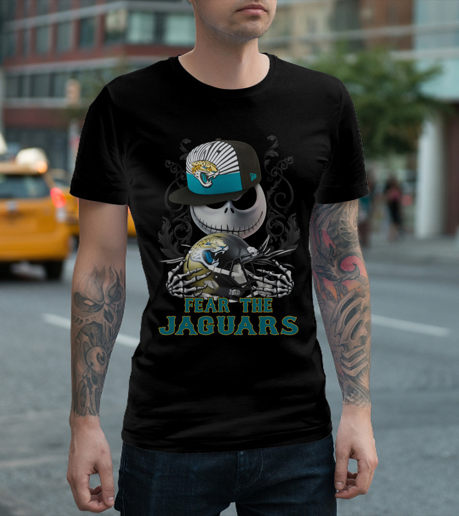 Fear The Jaguars Jacksonville Jaguars Helmet Skeleton Face Cap T-Shirt