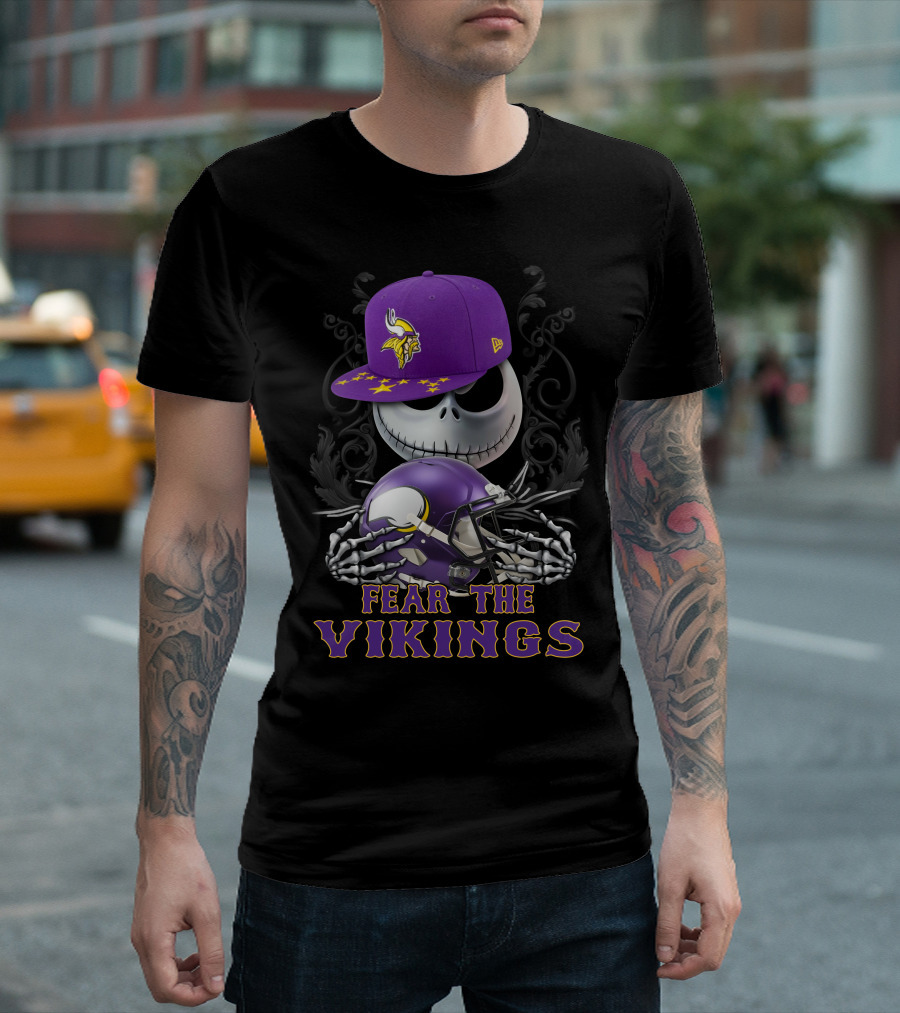 Fear The Vikings Minnesota Vikings Skeleton Halloween Football T-Shirt