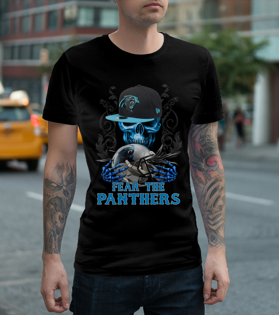 Fear The Panthers Ds002-05 Carolina Panthers Skull And Helmet T-Shirt