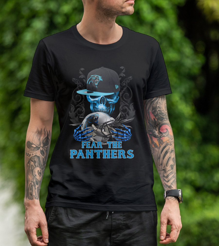 Fear The Panthers Ds002-05 Carolina Panthers Skull And Helmet T-Shirt