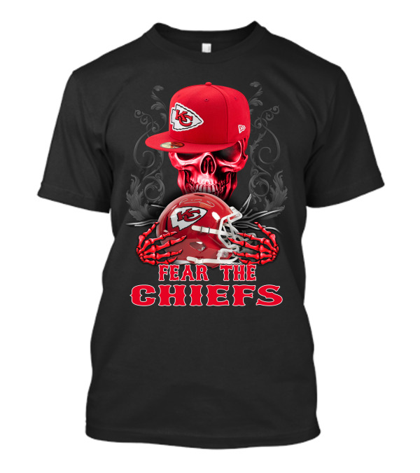 Fear The Chiefs Kansas City Chiefs Skull Helmet Cap T-Shirt