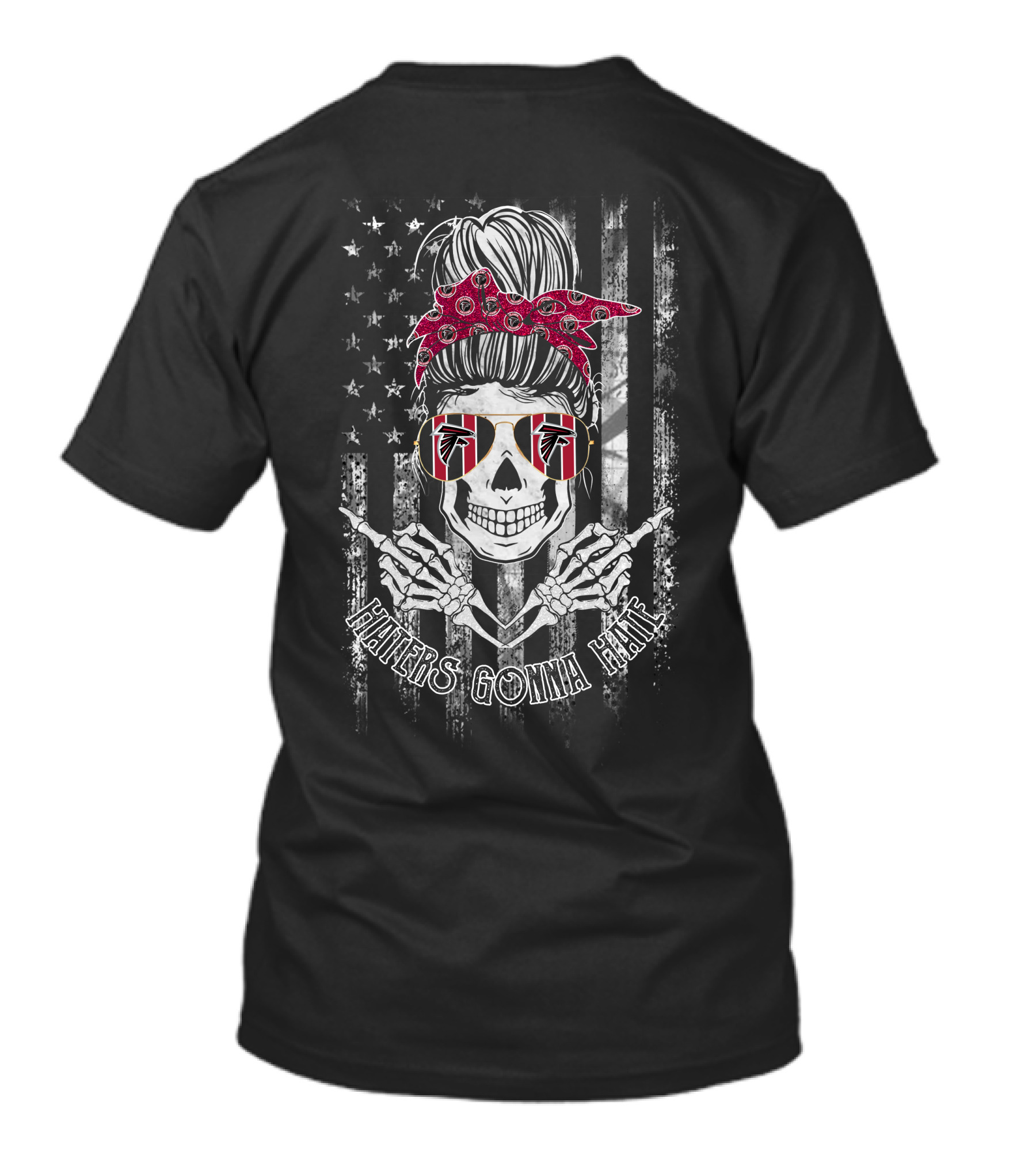 Haters Gonna Hate Skull Atlanta Falcons Usa Flag Bandana Sunglasses T-Shirt