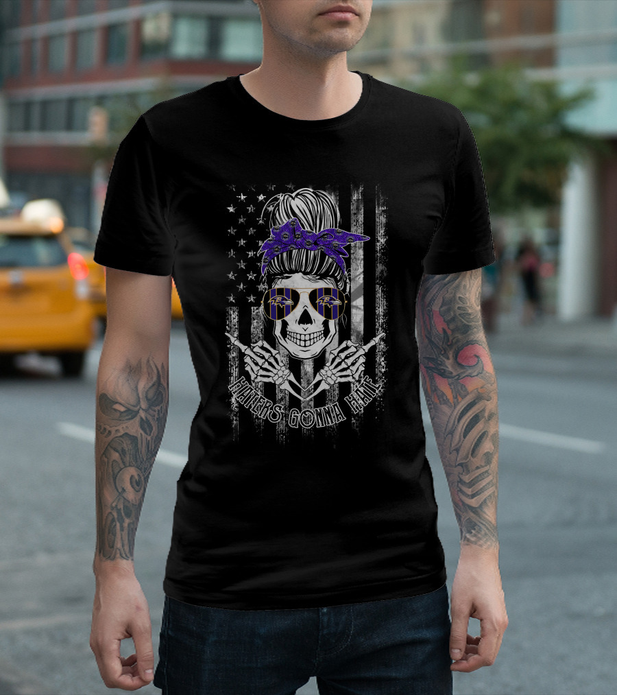 Haters Gonna Hate Baltimore Ravens Skull With Sunglasses And Stars T-Shirt