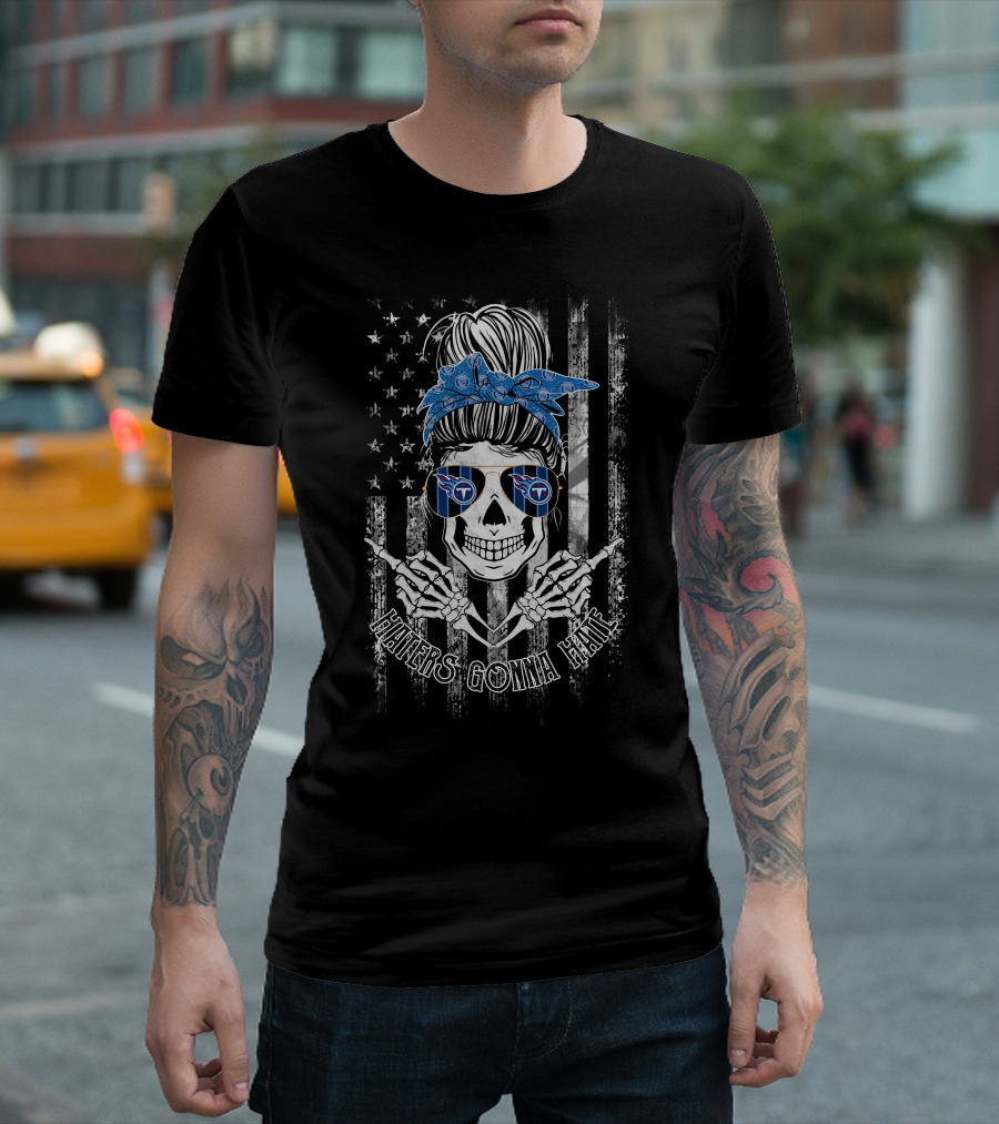 Tennessee Titans Haters Gonna Hate Skull With Bandana And Sunglasses T-Shirt
