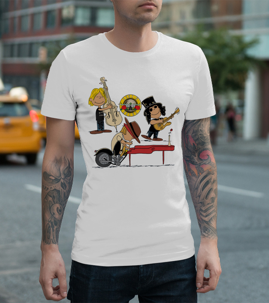 Guns N' Roses We're F'N' Back Cartoon Style With Famous Rock Band T-Shirt