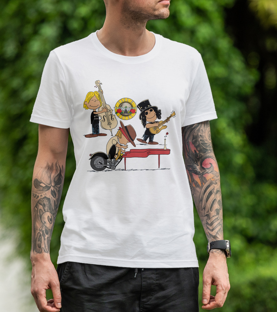 Guns N' Roses We're F'N' Back Cartoon Style With Famous Rock Band T-Shirt