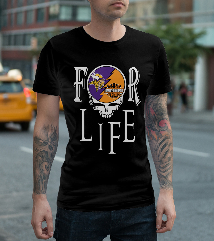 Minnesota Vikings Harley Davidson Nfl For Life T-Shirt