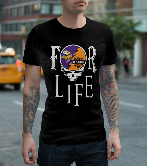 Minnesota Vikings Harley Davidson Nfl For Life T-Shirt