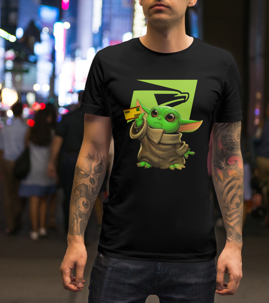 Postal Master Cute Green Character Delivering Mail T-Shirt