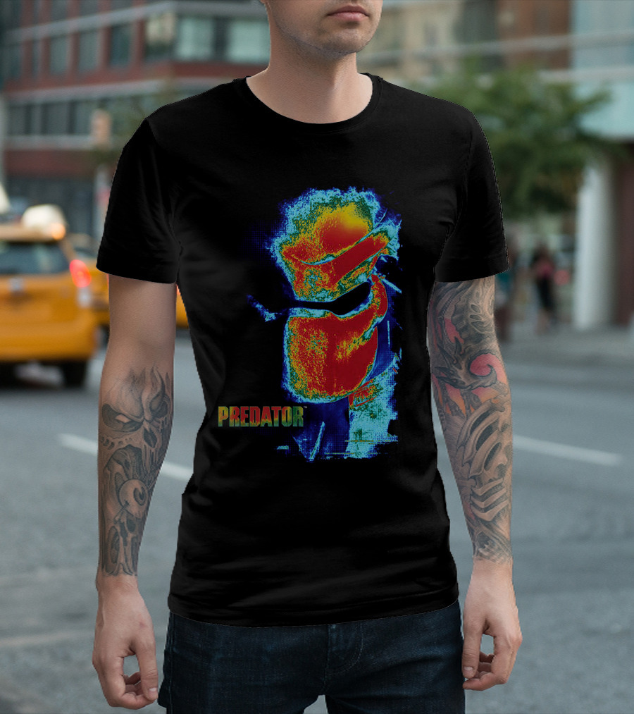 Predator Movie Thermal Vision Mask Pattern Warm-Tone Image T-Shirt