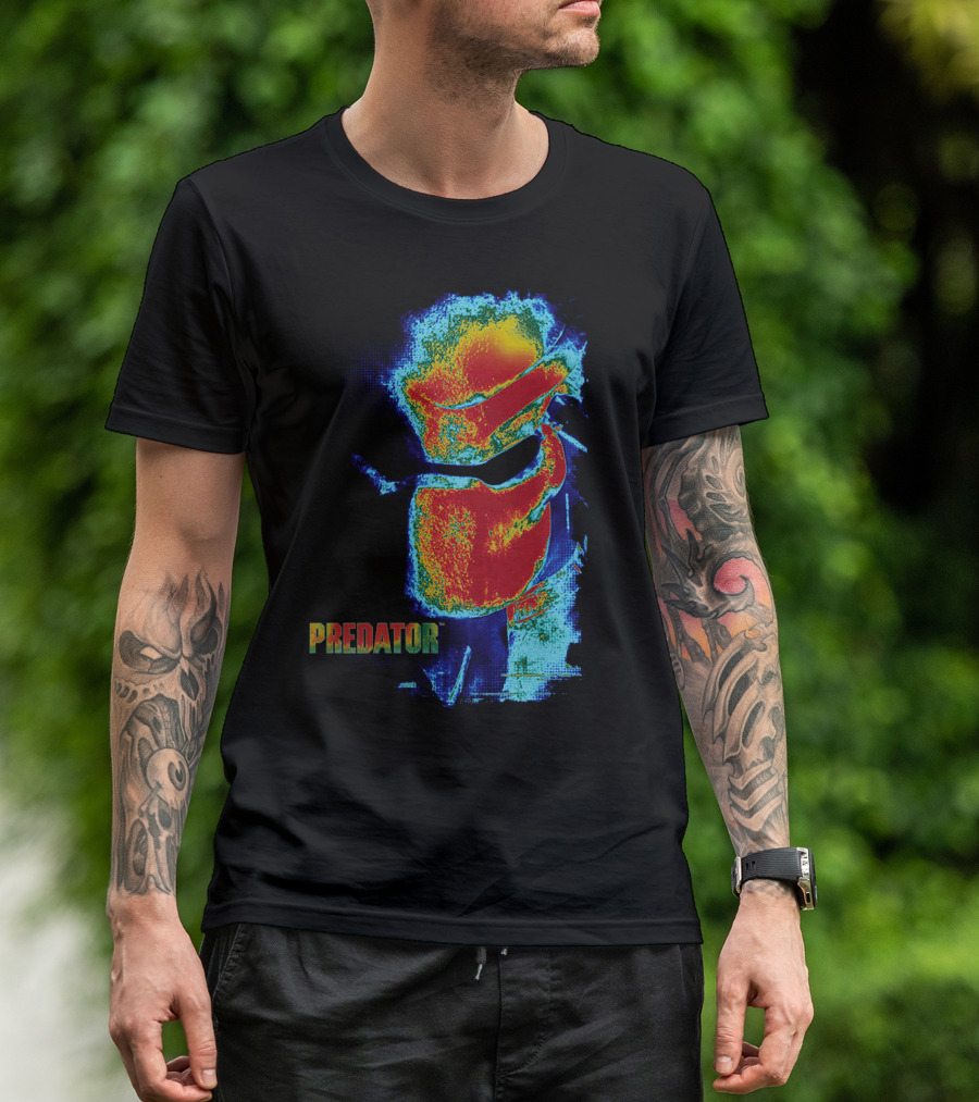 Predator Movie Thermal Vision Mask Pattern Warm-Tone Image T-Shirt