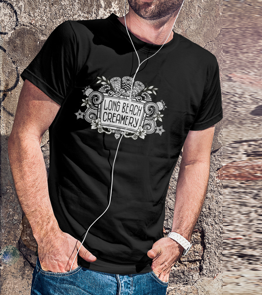 Long Beach Creamery Detailed Ornate Decorative Design With Citrus And Star Elements T-Shirt