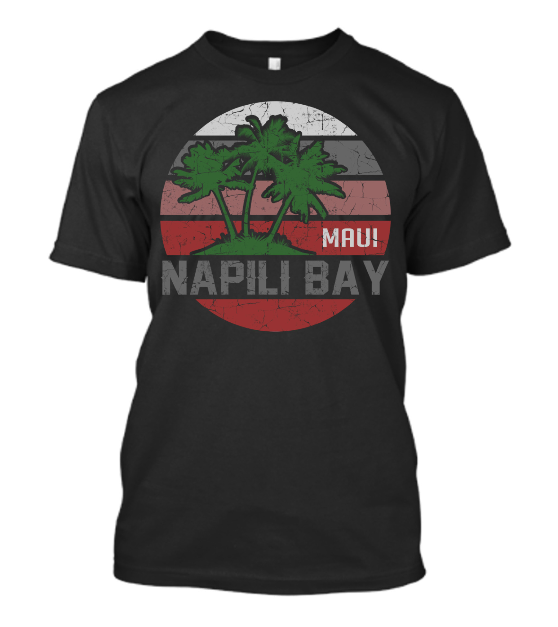 Tropical Palm Trees Circle Design Napili Bay Maui T-Shirt